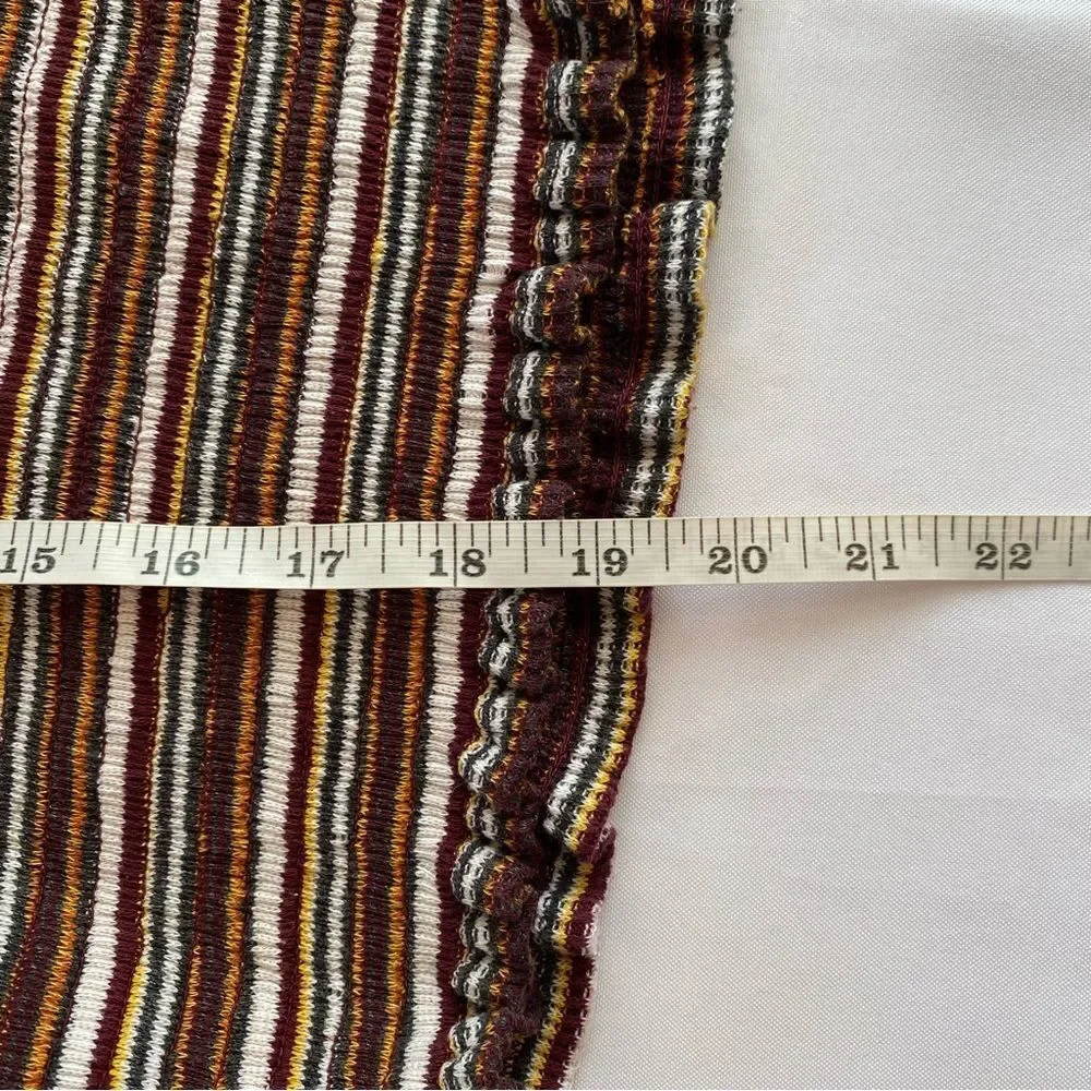 LAST CHANCE Anthropologie Multicolored Striped Smocked Puff-Sleeved Top Large